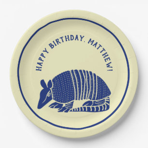 Assiettes En Carton Parti personnalisé Navy Blue and Cream Armadillo