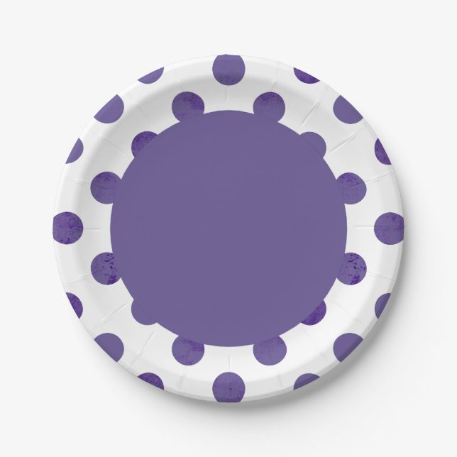 Assiettes En Carton Parti pourpre | Royal Ultra-Violet Pois de raisins (Devant)