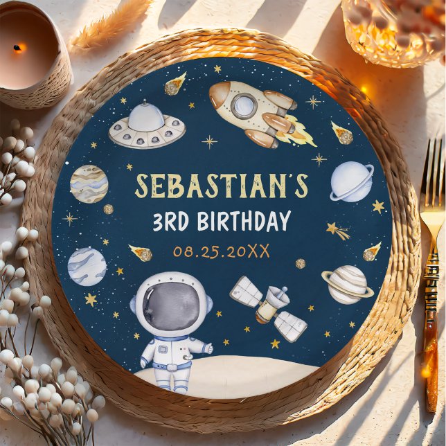 Assiettes En Carton Partie Anniversaire de l'astronaute (Créateur téléchargé)