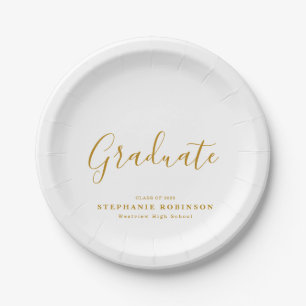 Assiettes En Carton Partie de graduation de script or simple moderne