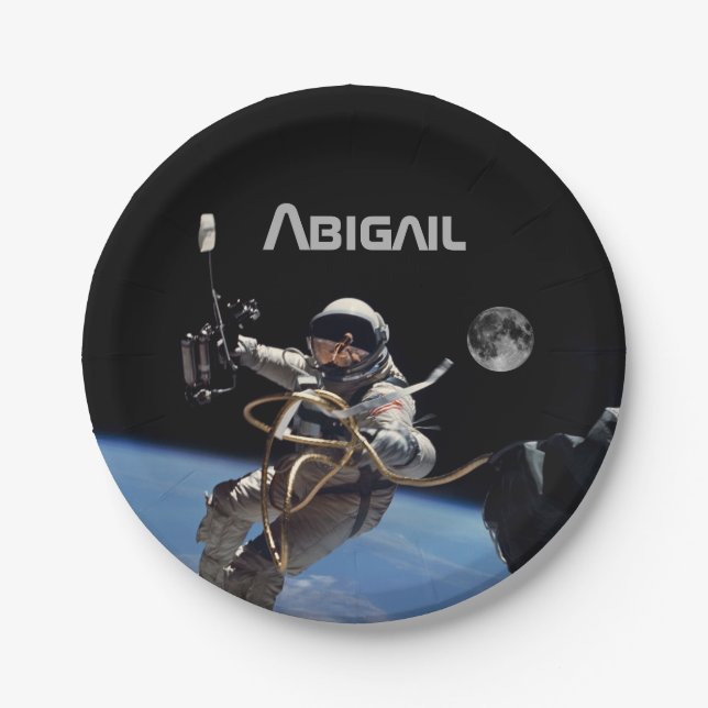 Assiettes En Carton Partie de marche spatiale de l'astronaute personne (Devant)