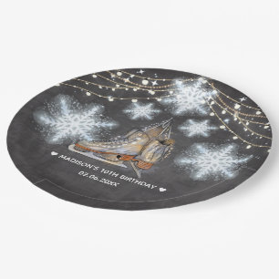 Assiettes En Carton Partie de patinage sur glace personnalisée