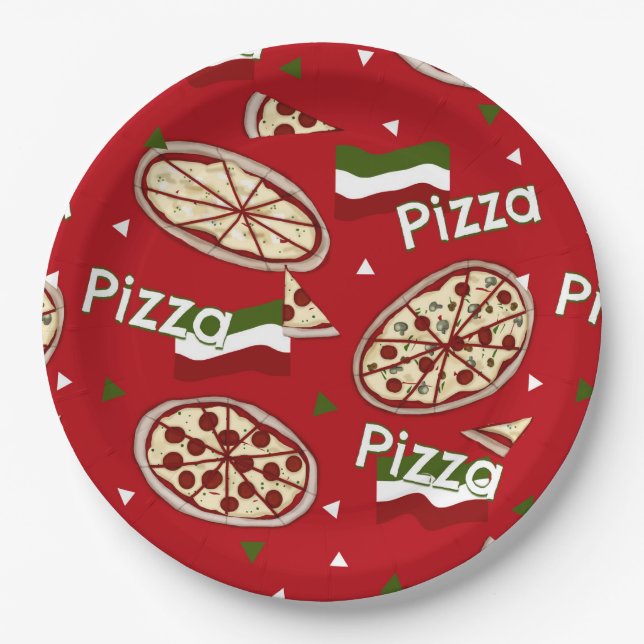 Assiettes En Carton Partie de pizza ? PLAQUES À PAPIER (Devant)