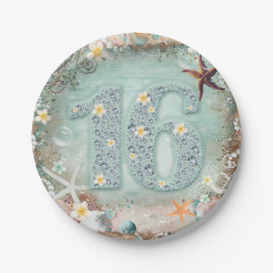 Assiettes En Carton Partie élégante du bonbon 16 à étoiles de mer et à