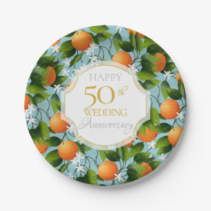 Assiettes En Carton Partie florale d'agrumes d'oranges