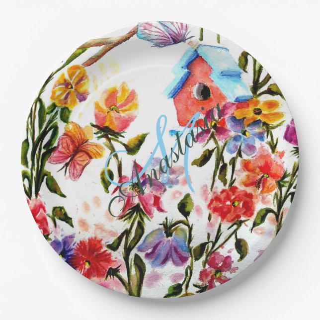 ASSIETTES EN CARTON PARTIE LUNATIQUE DE MONOGRAMME DE MAISON D'OISEAU (Devant)