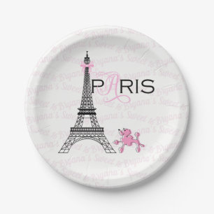 Assiettes En Carton Partie rose de caniche de Paris France de Tour