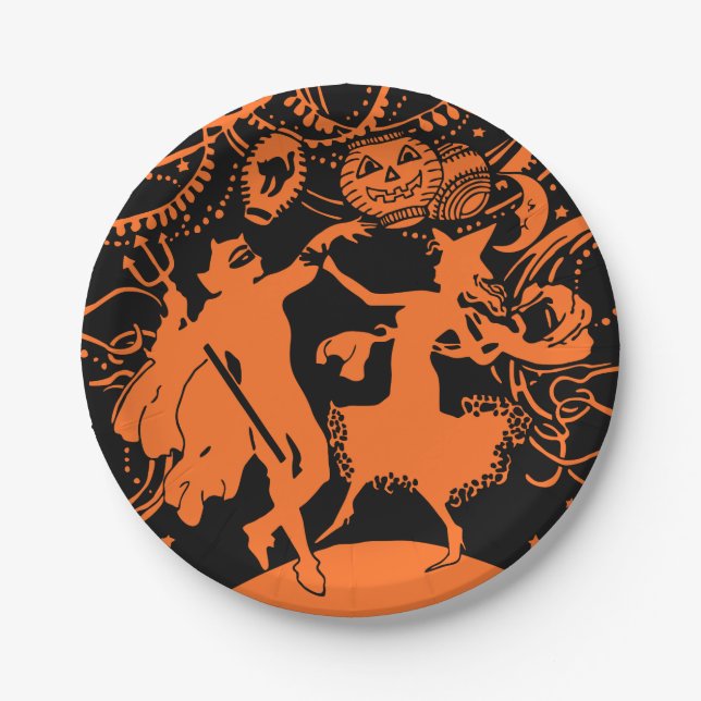 Assiettes En Carton Partie vintage de Halloween (Devant)