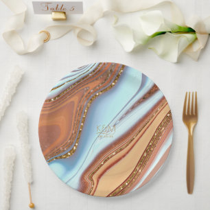 Assiettes En Carton Parties scintillant Abstraite Strata Mariage SW ID
