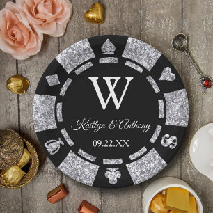 Assiettes En Carton Parties scintillant argent Poker Chip Casino Maria