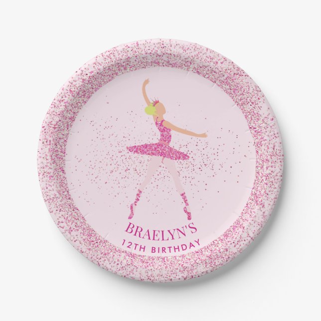 Assiettes En Carton Parties scintillant Ballerina Confetti Conception  (Devant)