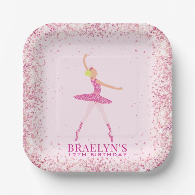 Assiettes En Carton Parties scintillant Ballerina Confetti Conception  (Recto)