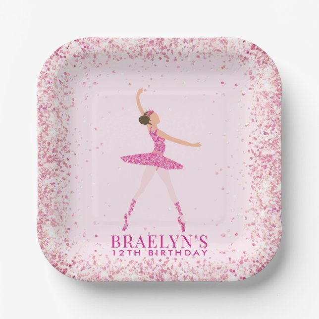 Assiettes En Carton Parties scintillant Ballerina Confetti Conception  (Recto)