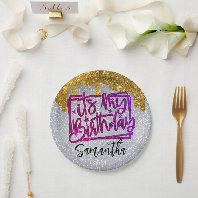 Assiettes En Carton Parties scintillant C'est mon anniversaire 18e | 2 (Mariage)