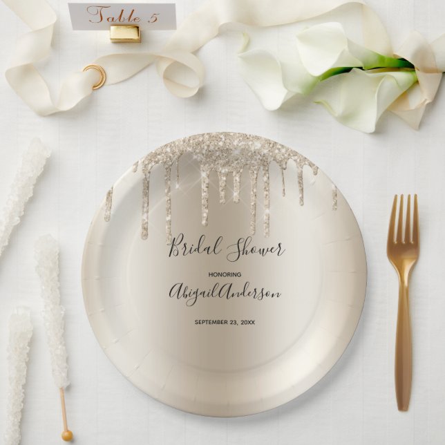 Assiettes En Carton Parties scintillant de Champagne Fête des mariées  (Mariage)