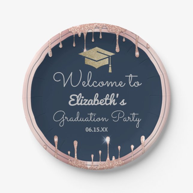 Assiettes En Carton Parties scintillant de diplôme Rose Gold Drivers M (Devant)