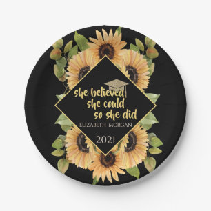 Assiettes En Carton Parties scintillant de tournesol Casquette diplômé