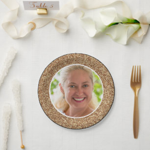 Assiettes En Carton Parties scintillant d'or photo Anniversaire