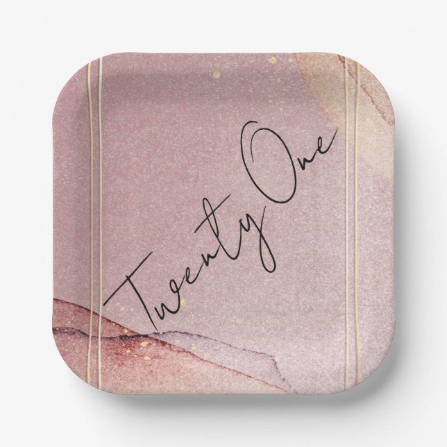 Assiettes En Carton Parties scintillant d'or rose Encre d'alcool 21e f (Recto)