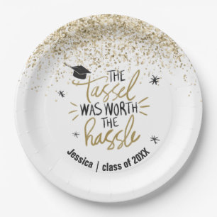 Assiettes En Carton Parties scintillant d'or Tassel vaut la peine d'ê