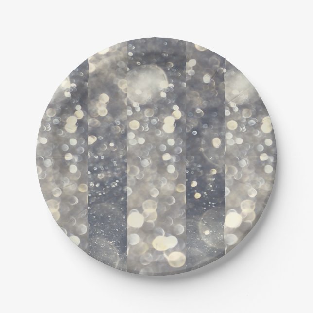 Assiettes En Carton Parties scintillant étincelle en argent glam glam  (Devant)