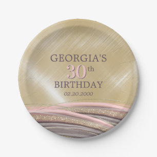 Assiettes En Carton Parties scintillant Glam Rose Gold Anniversaire