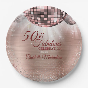 Assiettes En Carton Parties scintillant Gold Rose tendance Glam 50 & F