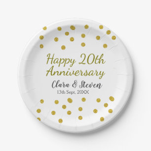 Assiettes En Carton Parties scintillant Golden dots heureux mariage du