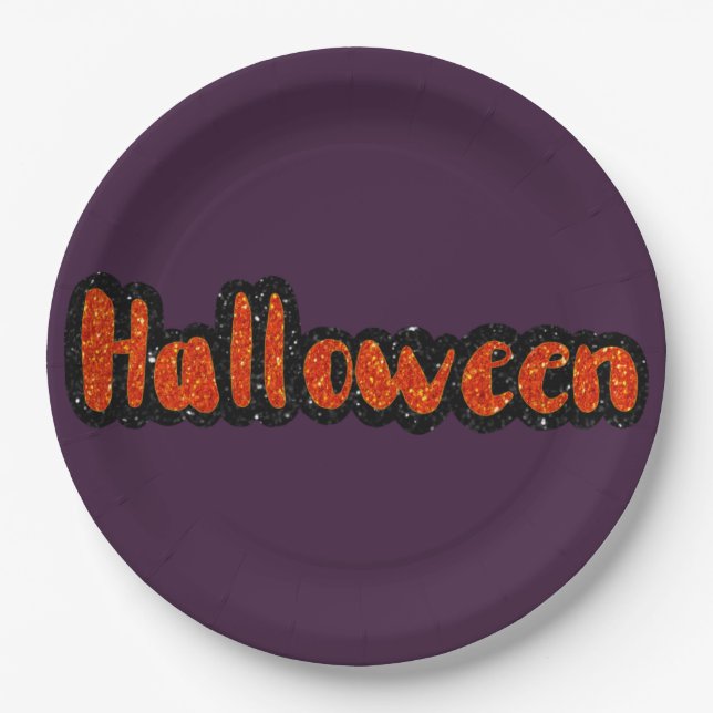 Assiettes En Carton Parties scintillant Halloween (Devant)