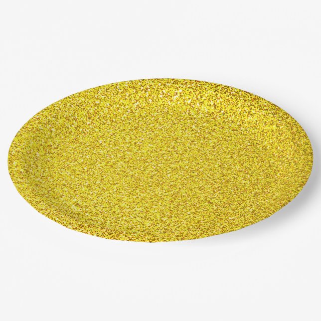 Assiettes En Carton Parties scintillant jaune or étincelle Mariage Ann (Angle)