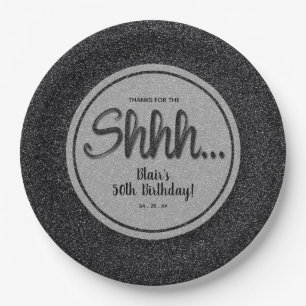 Assiettes En Carton Parties scintillant noire SURPRISE Fête d'annivers