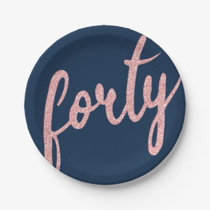Assiettes En Carton Parties scintillant Rose de la Gold Navy 40 Annive