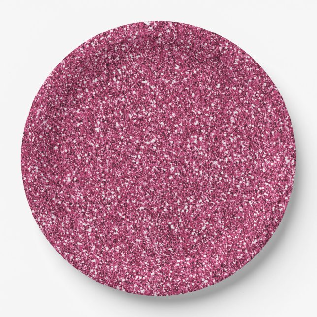Assiettes En Carton Parties scintillant rose fille      (Devant)