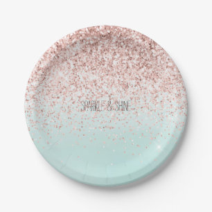 Assiettes En Carton Parties scintillant rose glam Ombre à la menthe