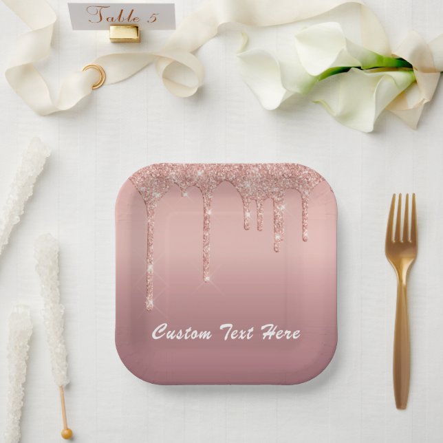 Assiettes En Carton Parties scintillant rose Gold Blush Drivers Plaque (Mariage)