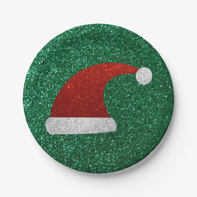 Assiettes En Carton Parties scintillant Santa Hat (Devant)