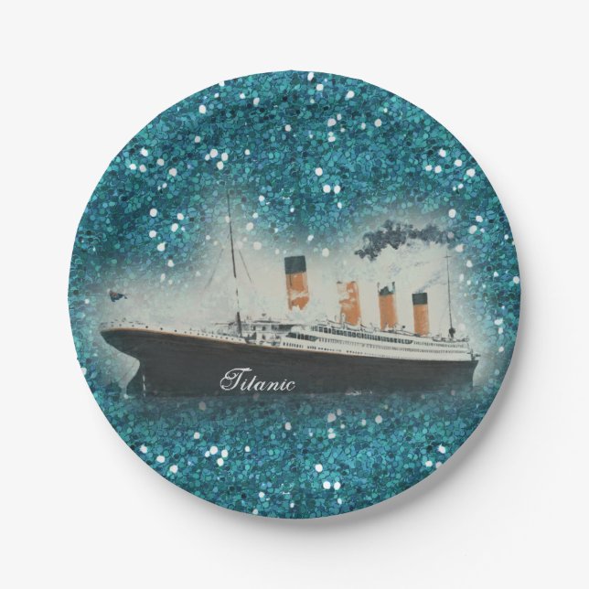 Assiettes En Carton Parties scintillant Titanic Sapphire White Star (Devant)