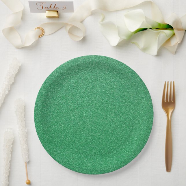 Assiettes En Carton Parties scintillant verte, Étincelle, Arrière - pl (Mariage)