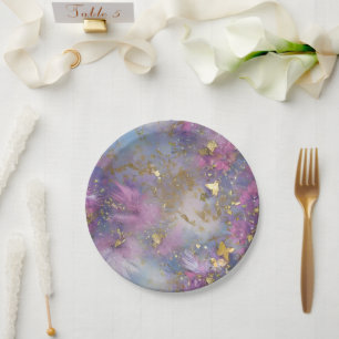 Assiettes En Carton Parties scintillant violet et or  tempête Imaginai