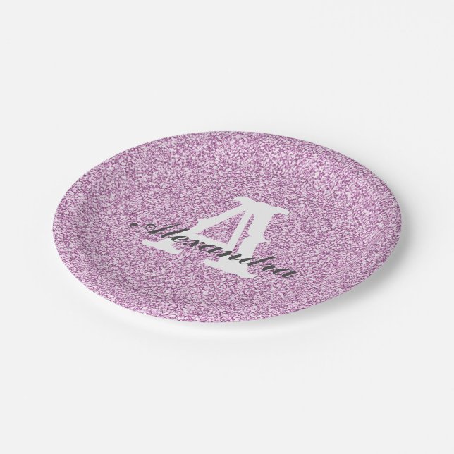 Assiettes En Carton Parties scintillant violette et plaque de papier m (Angle)