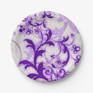 Assiettes En Carton Parties scintillant violette tourbillonne poutres 