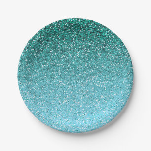 Assiettes En Carton Parties scintillantes Ombre d'Aqua