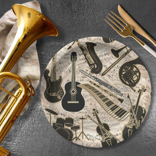Assiettes En Carton Partition et instruments Black/Gold ID481