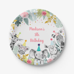 Assiettes En Carton Party Animal rose Gold Safari Anniversaire