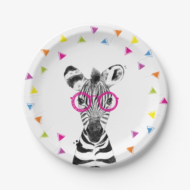 Assiettes En Carton Party Animals Safari Wild Zebra Jungle Birthday  (Devant)