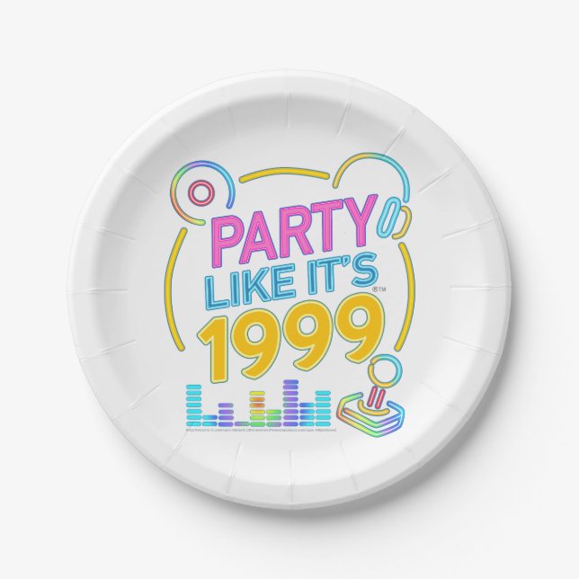 Assiettes En Carton Party Like It’s 1999®™ – Neon Soundtrack (Devant)