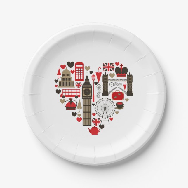Assiettes En Carton Party Plate Love Londres (Devant)