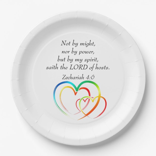 Assiettes En Carton Pas par Might - Zacharie 4:6 (Devant)
