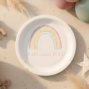Assiettes En Carton Pastel arc-en-ciel pétillant Anniversaire