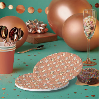 Assiettes En Carton Pastel Autumn Owl Motif Orange